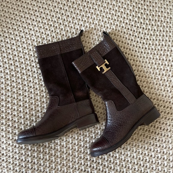 Tory Burch Brown 'corey' Leather Suede Boots - Picture 5 of 15